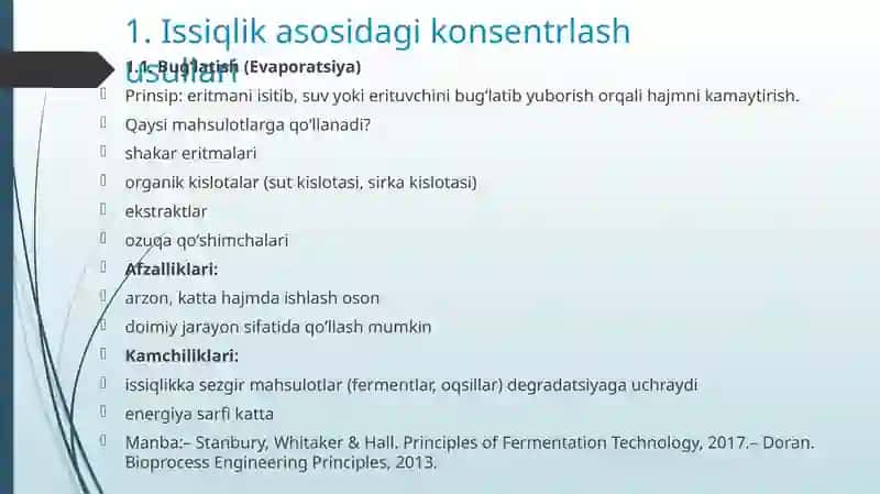 Mahsulotlarni konsentrlash. 3