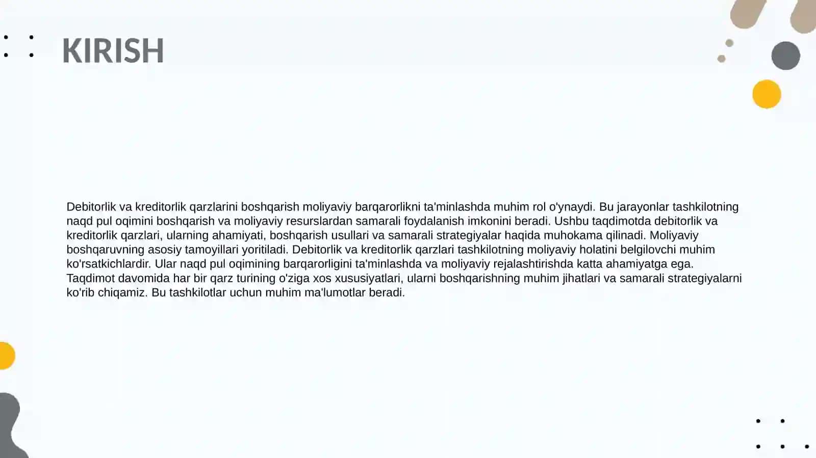 Debitorlik va kreditorlik qarzlarini boshqarish 3