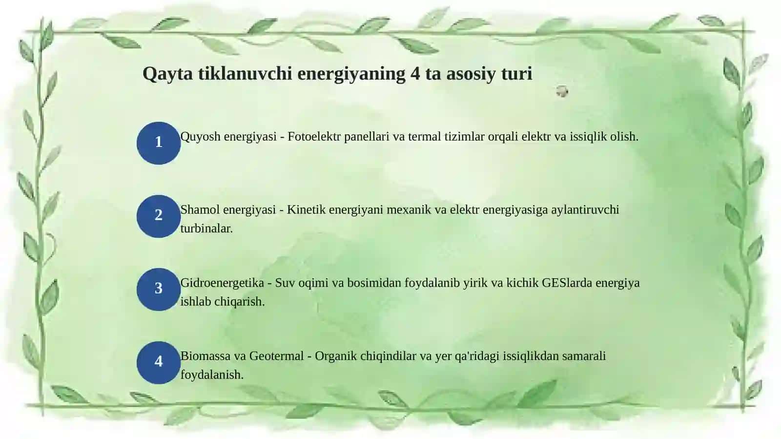 Qayta tiklanuvchi energiya manbalari va ularning istiqbollari 3