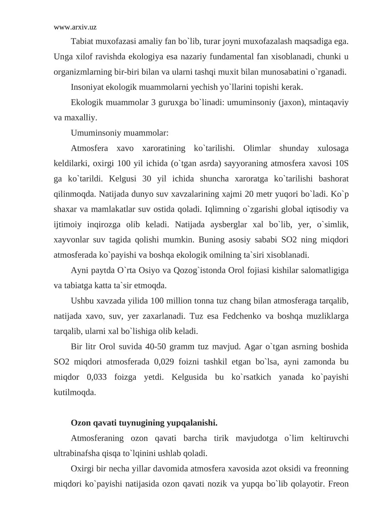 Ekologik fojialar va qiyomat alomatlari 3