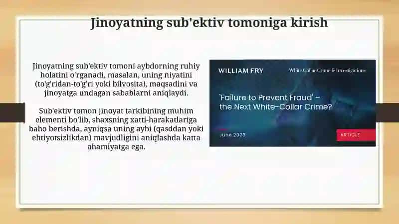 Jinoyatning sub'ektiv tomoni 3