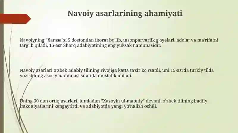 Navoiy asarlarining ahamiyati 3