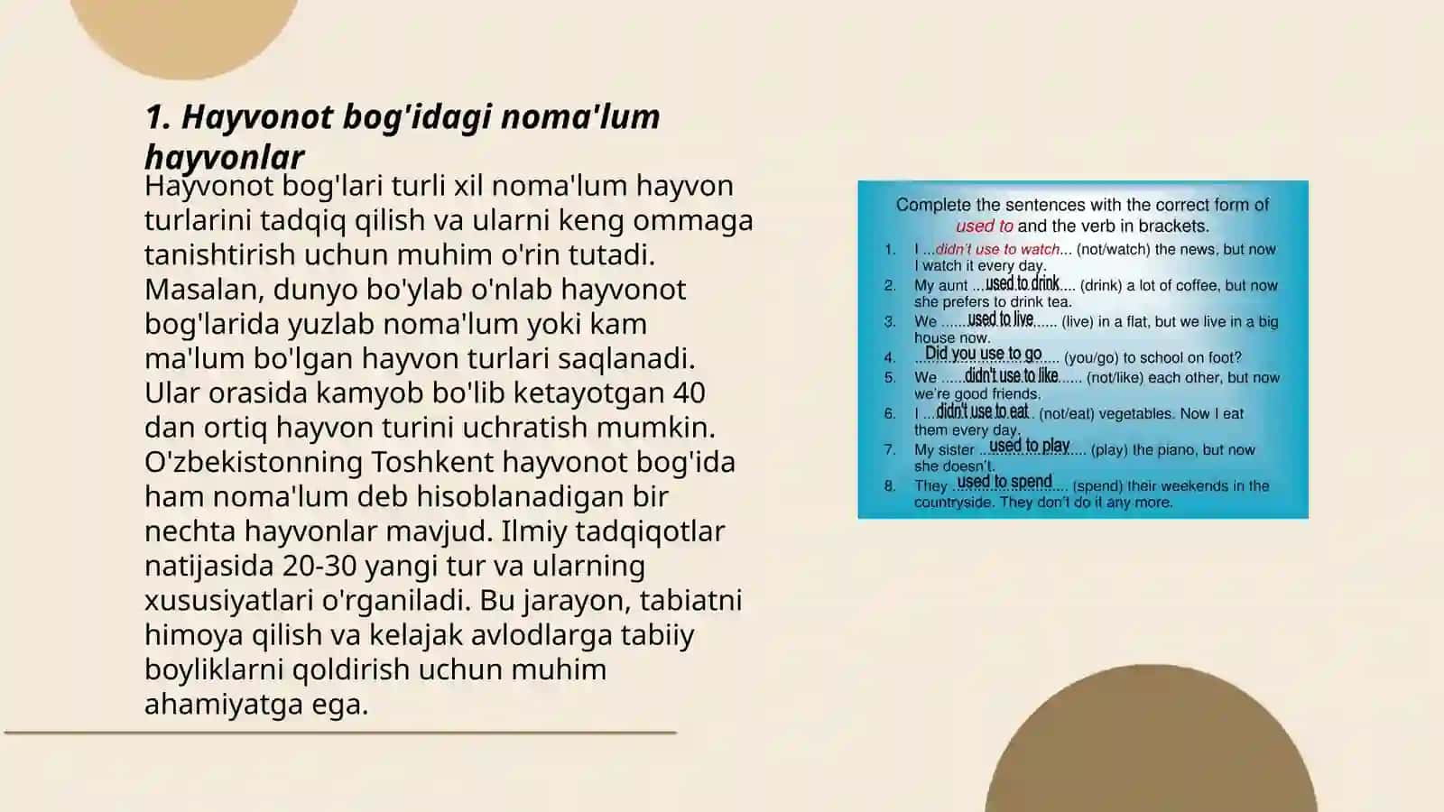 No'yob hayvon turlari tanishish 3