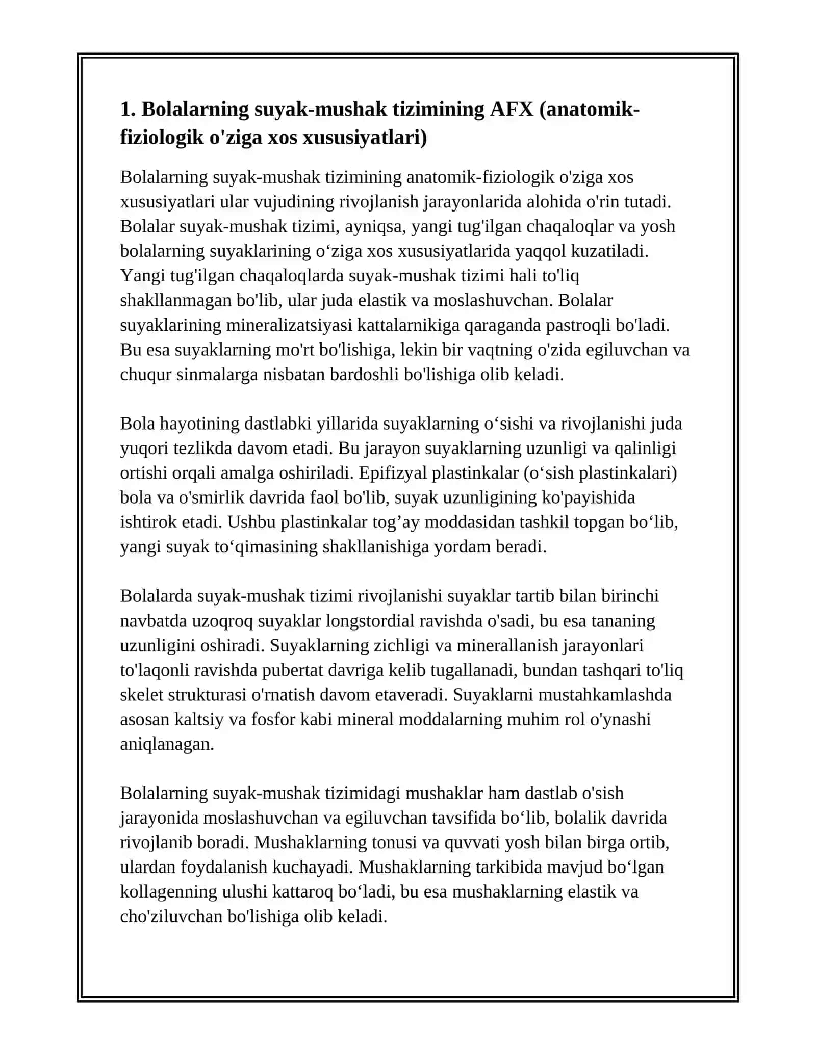 Bolalarning Suyak-Mushak Tizimining AFX 3