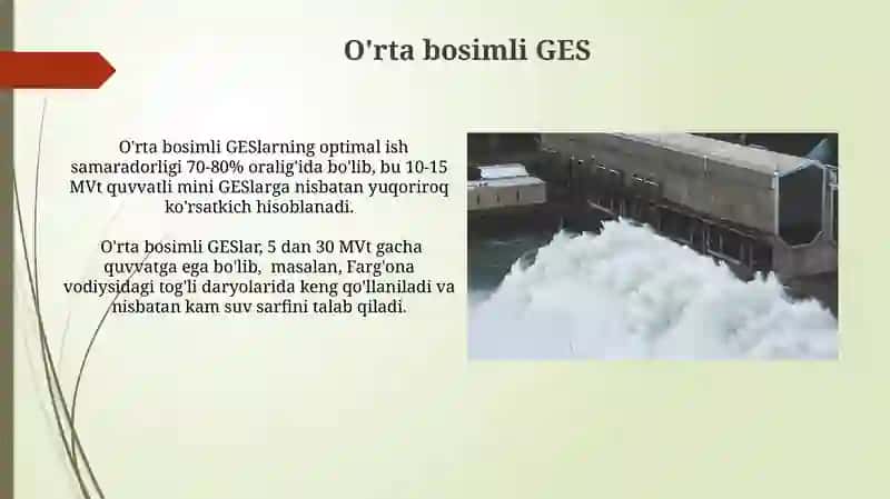 Kichik GES lar toifalari 3
