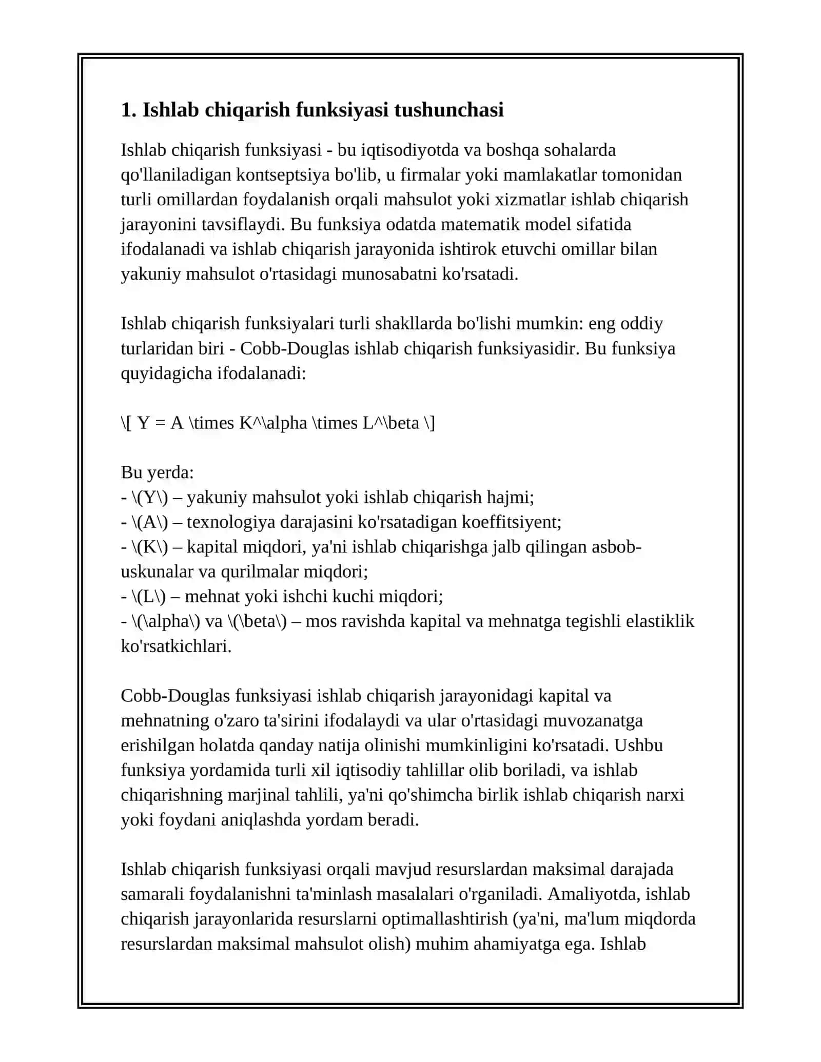 ISHLAB CHIQARISH FUNKSIYALARI VA ULARNING SINFLARI 3