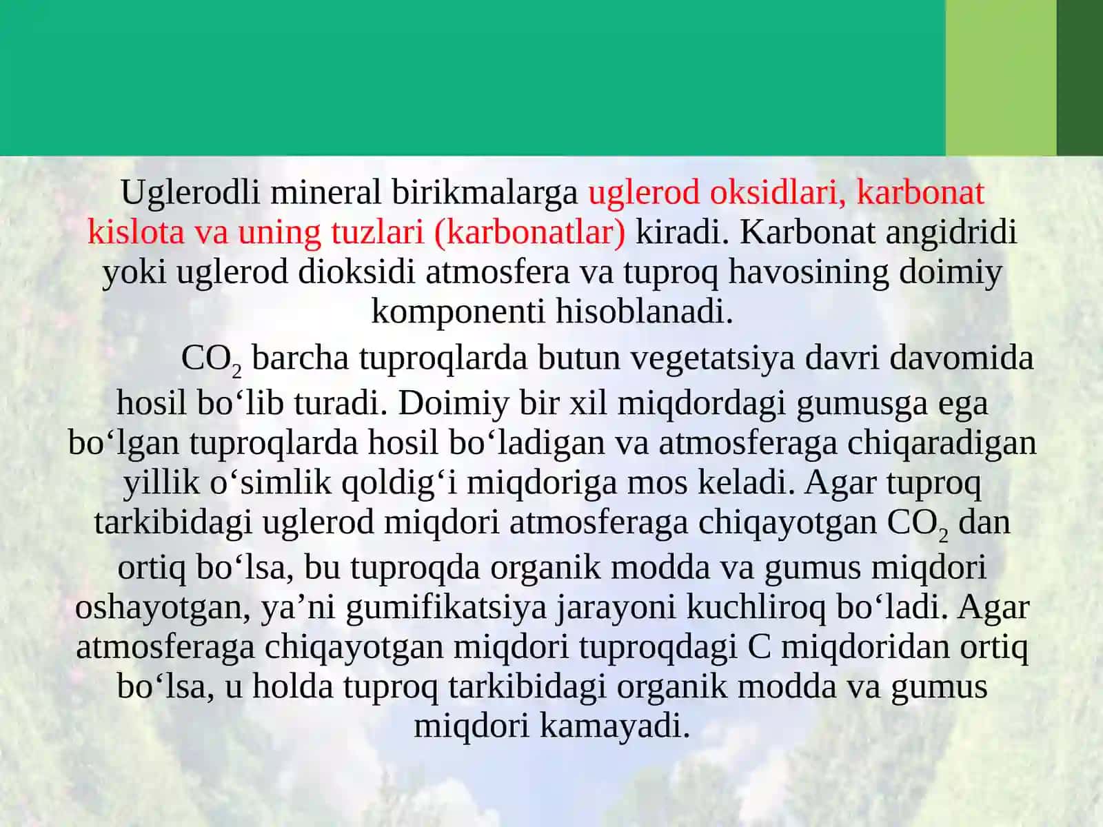Ca, Mg, Na va K karbonatlarining tuproq eritmalariga ta’siri 3