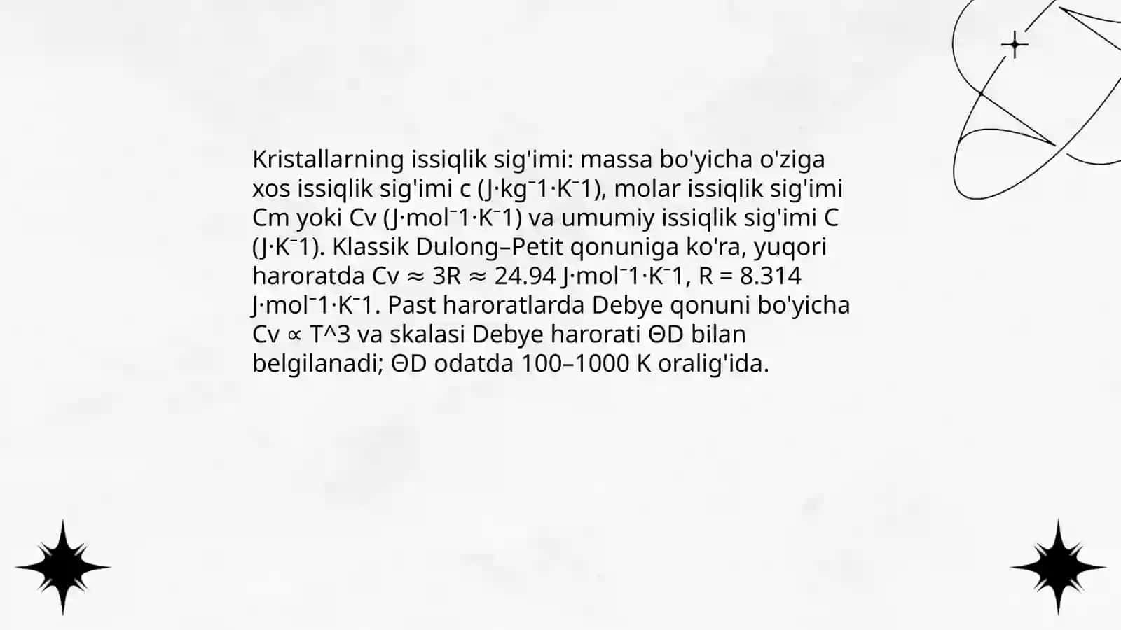 Kristallarning issiqlik sig'imi 3
