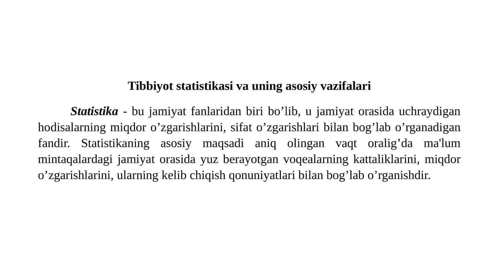 Tibbiyot statistikasi va uning asosiy vazifalari 3