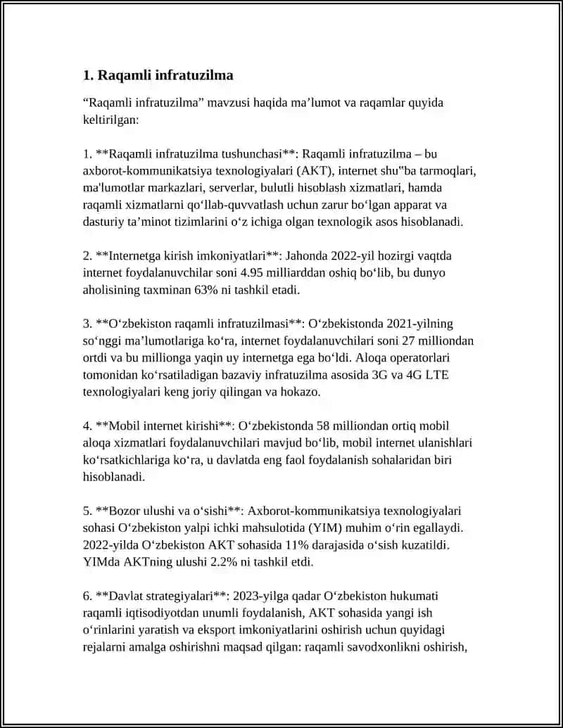 INNOVATSIYALAR UCHUN ZAMONAVIY INFRATUZILMA 3