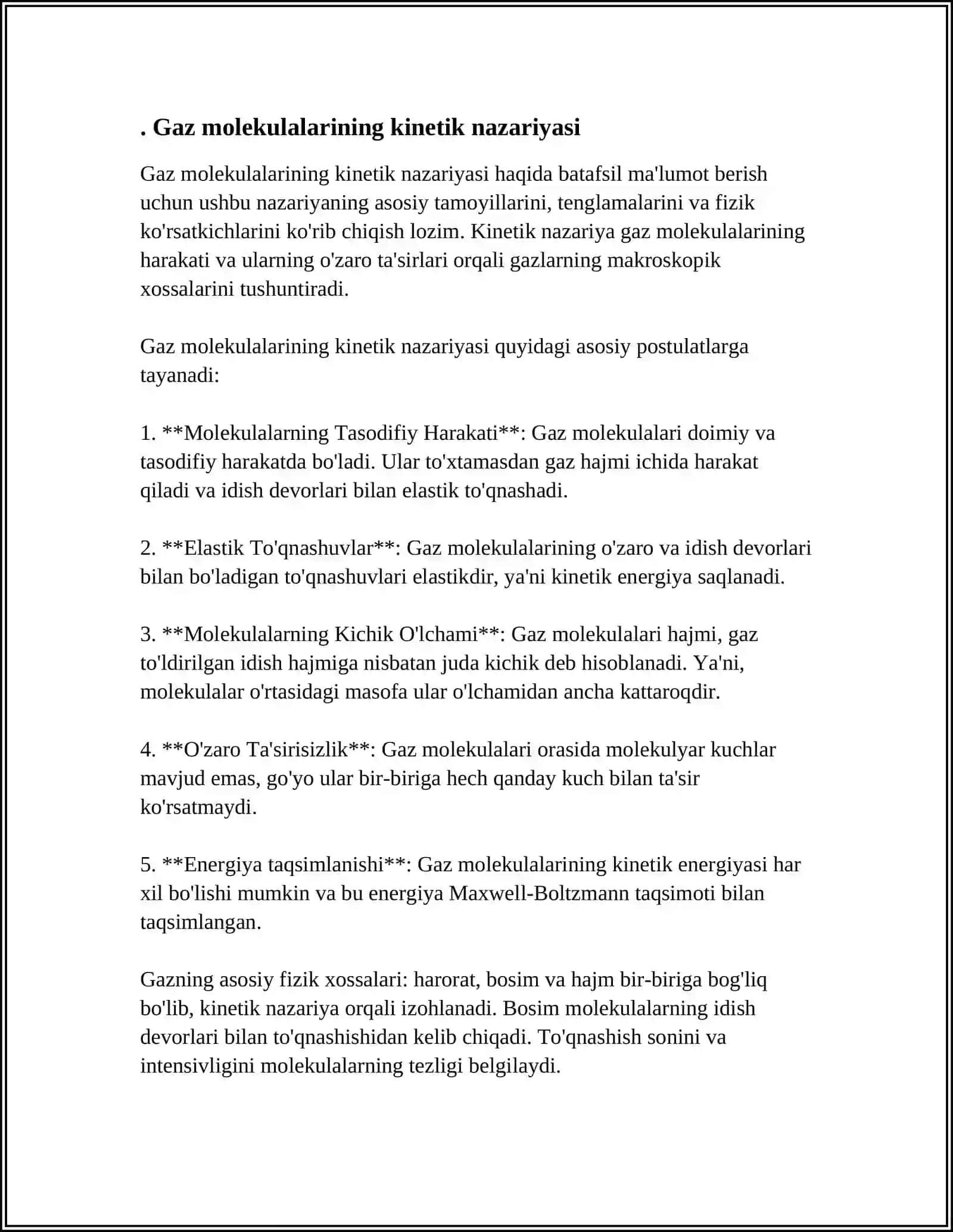 Gaz molekulalarining kinetik nazariyasi 3