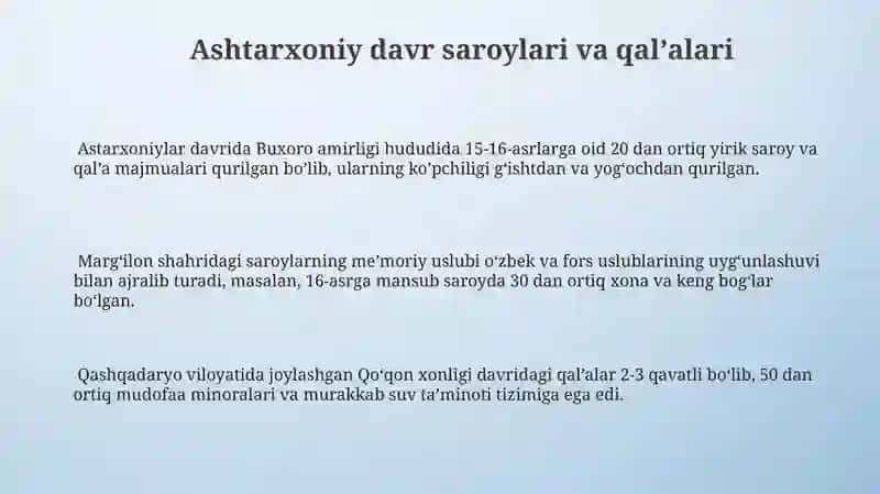 Ashtarxoniylar davrida binokorlik va ta'lim 3