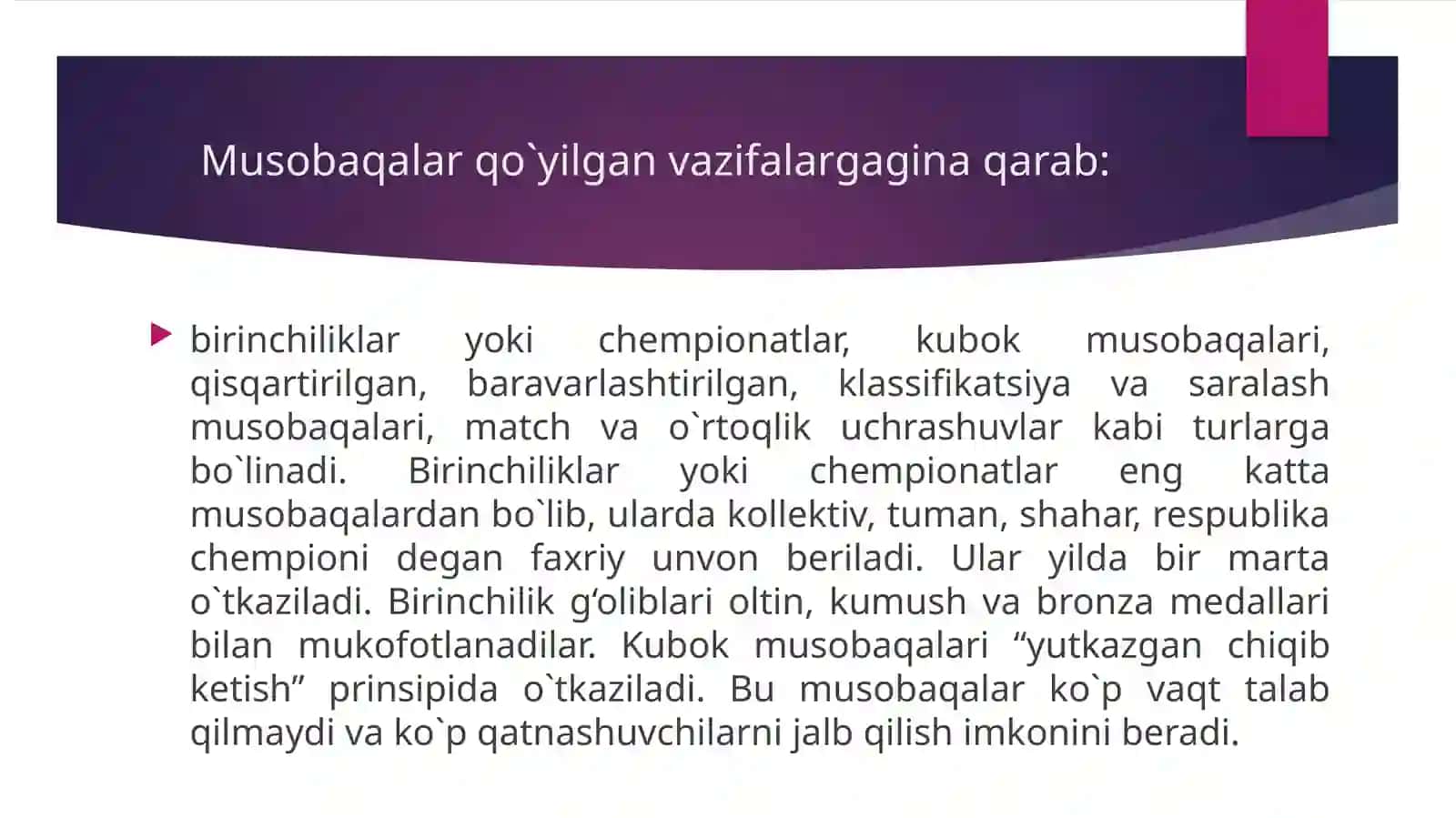 Musobaqa qoidalari va uning tashkil qilishi 3