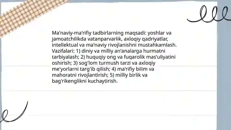Ma’naviy-ma’rifiy tadbirlar 3