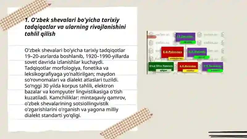 O'zbek shevalari bo'yicha amalga oshirilgan ishlar tahlili 3