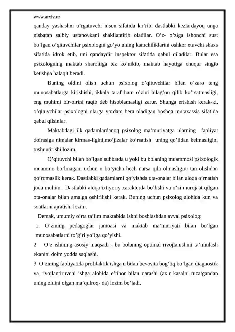 Psixolog kasbiy faoliyat turlari 3