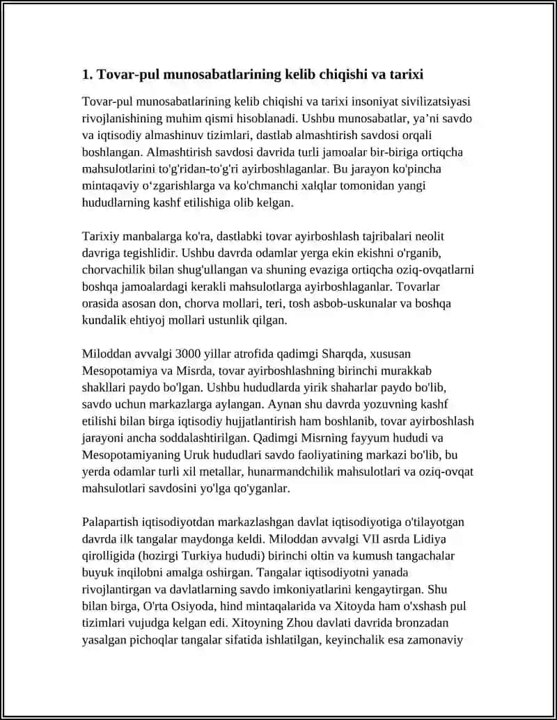 TOVAR-PUL MUNOSABATLARINING RIVOJLANISHI 3