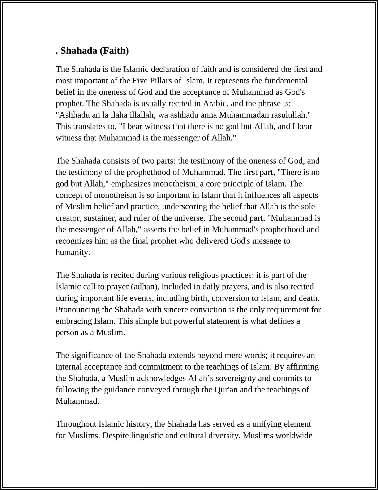 THE FIVE PILLARS OF ISLAM— POSTER 3
