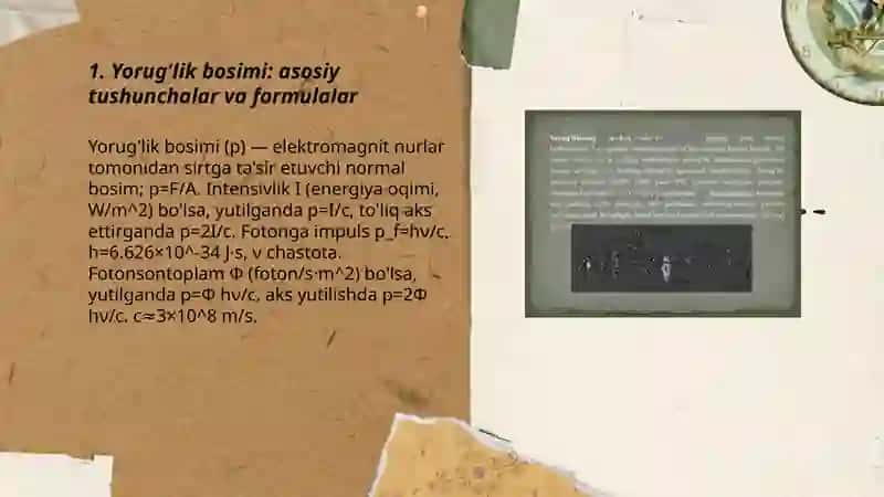 Yoruglikning bosimi. Lebedev tajribalari.. Kompton effekti. Optik pirometriya 3