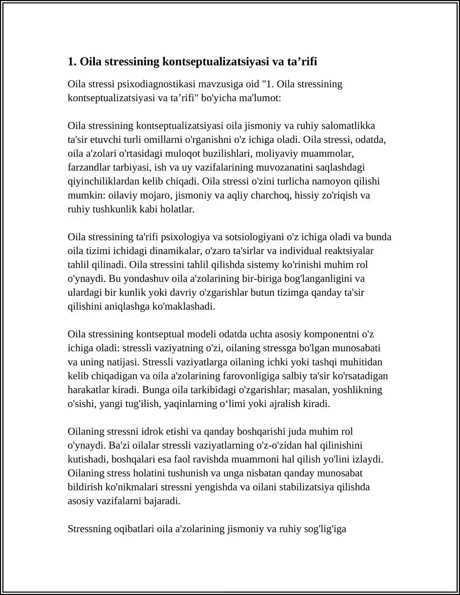 OILA STRESS PSIXODIAGNOSTIKASI 3