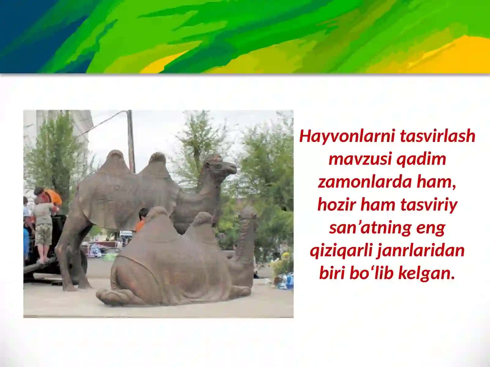 «Tuya bilan bo‘taloq» mavzusida haykal ishlash 3