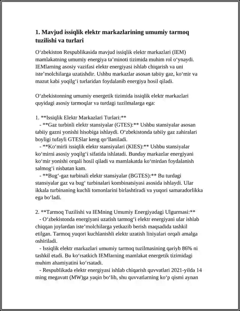 OʻZBEKISTON MAVJUD ISSIQLIK ELEKTR MARKAZLARI 3