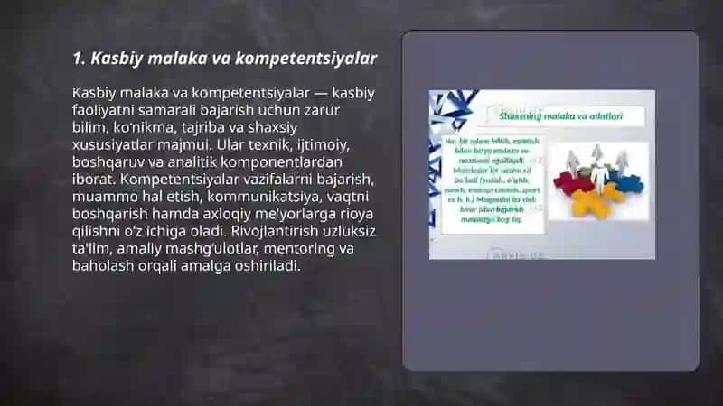 Kasbiy malaka va kompetentsiyalar 3