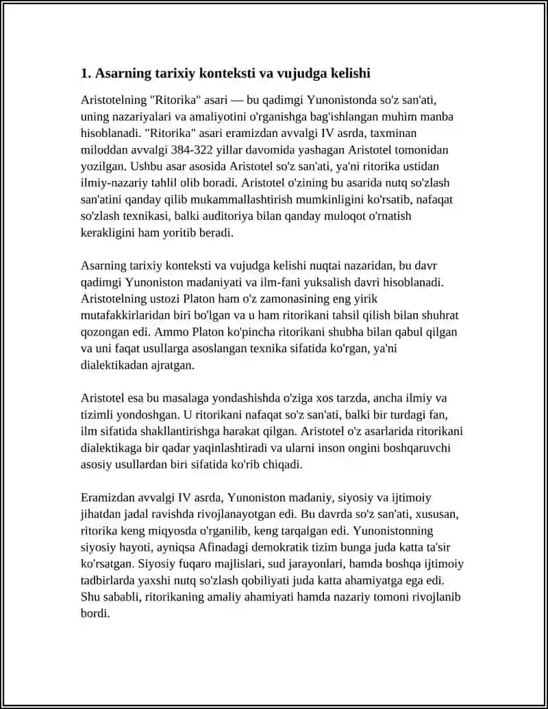 ARESTOTILNING, RITORIKA SOʻZ SAN'ATI HAQIDA ASARI 3