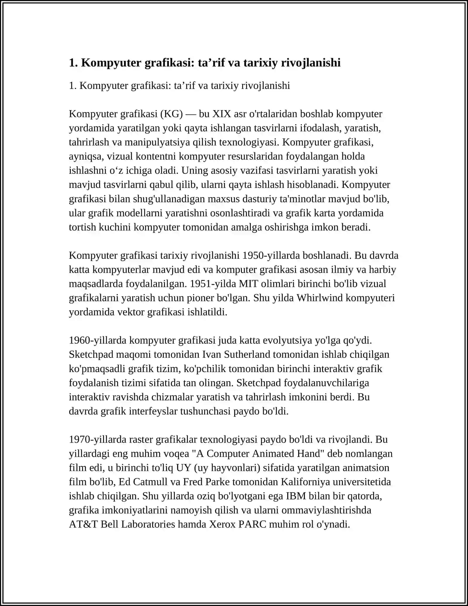 KOMPYUTER GRAFIKASI VA UNING TURLARI 3