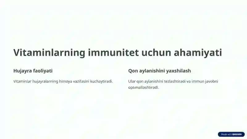 Immunitet tizimiga ta'sir etuvchi vositalar. Vitaminlar 3