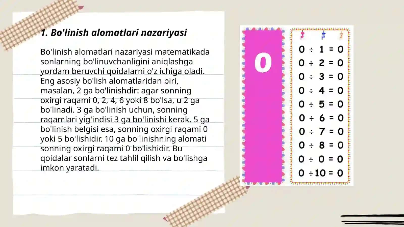 Bo'linish alomatlari nazariyasi 3