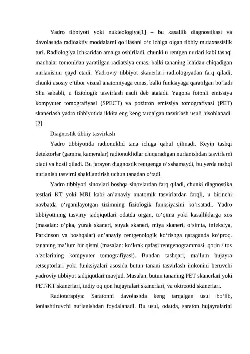 YADRO KIMYOSINING TIBBIYOTDAGI O'RNI 3