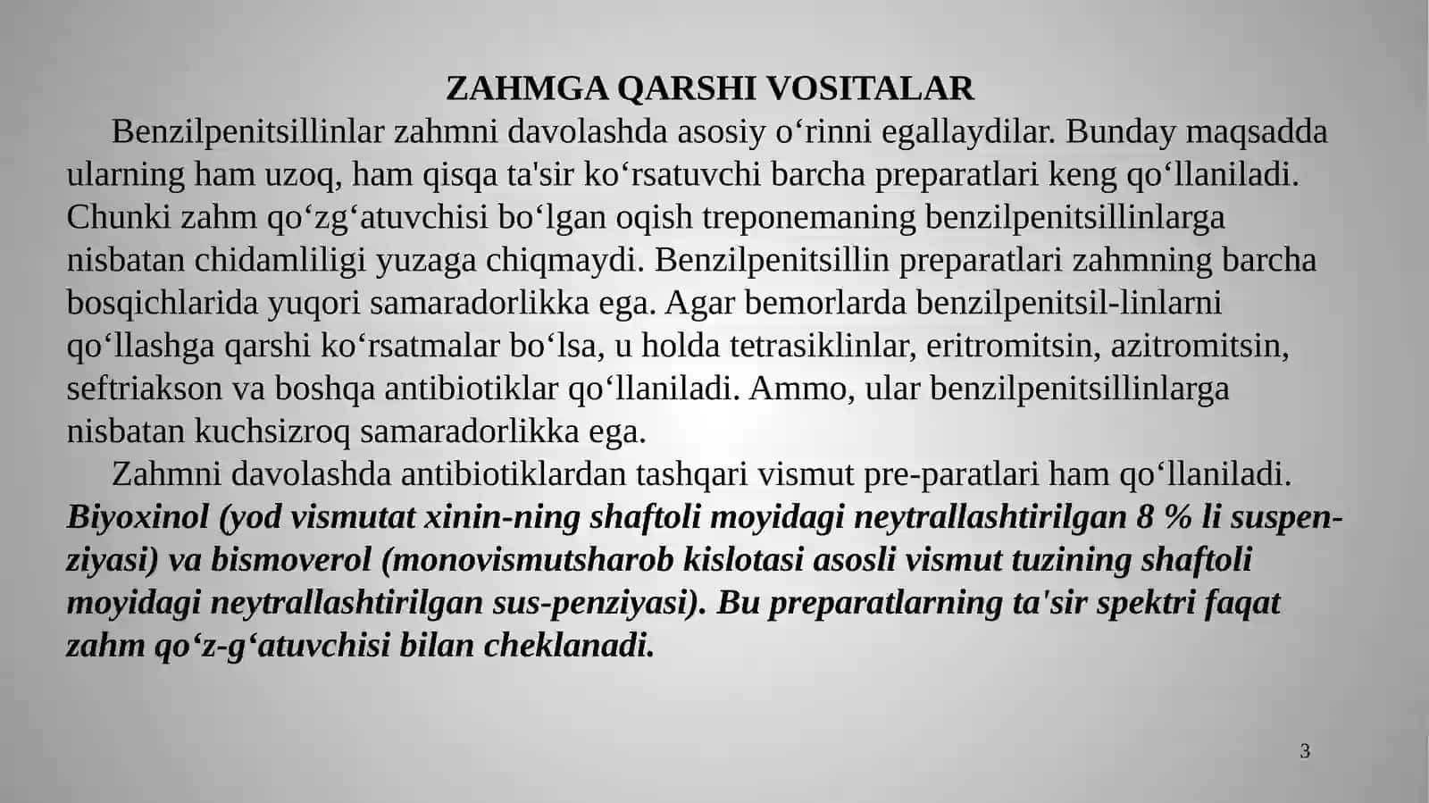 ZAHMGA, SILGA QARSHI VOSITALAR 3