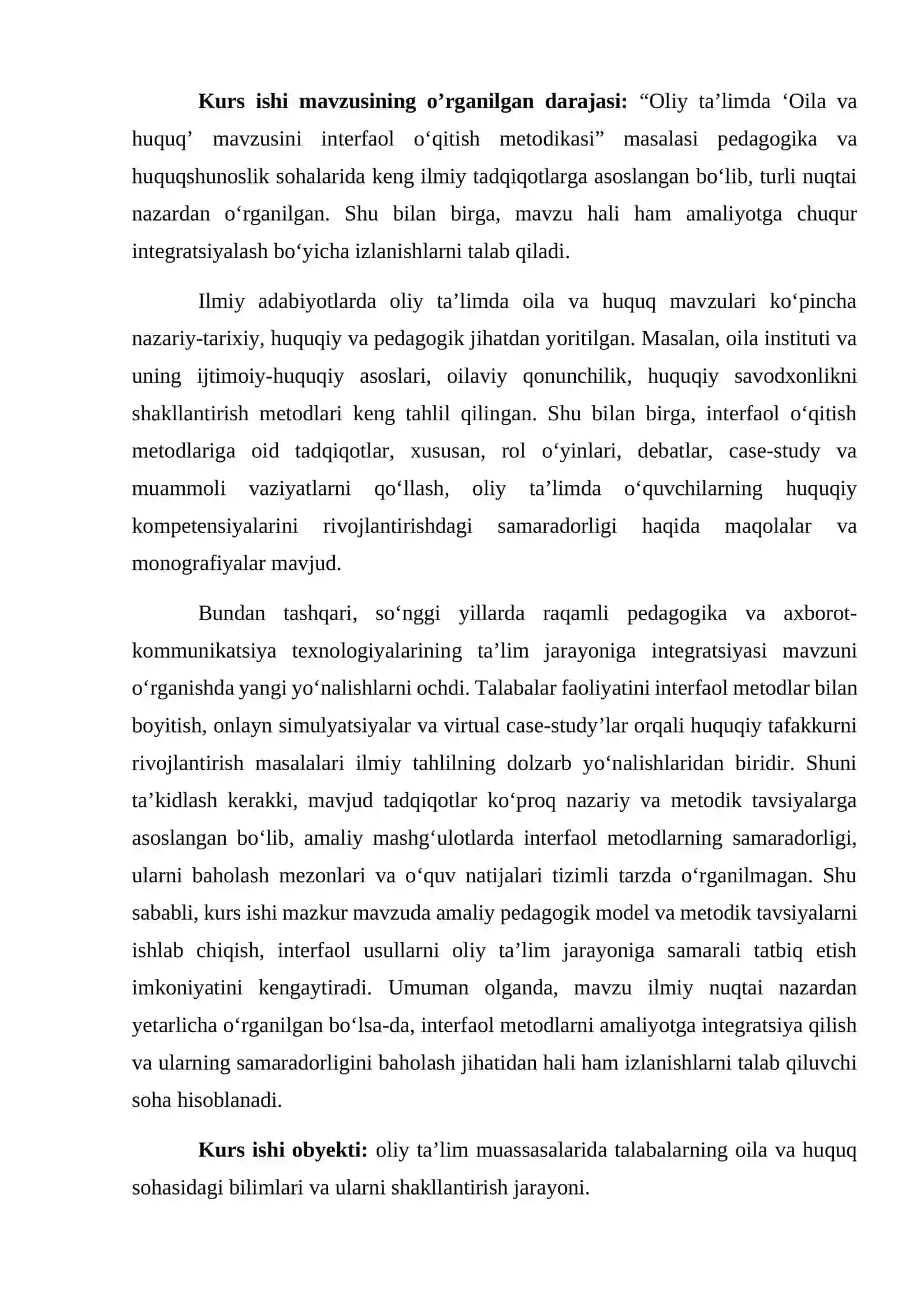 Oliy ta’limda “Oila va huquq” mavzusini interfaol o’qitish metodikasi 3