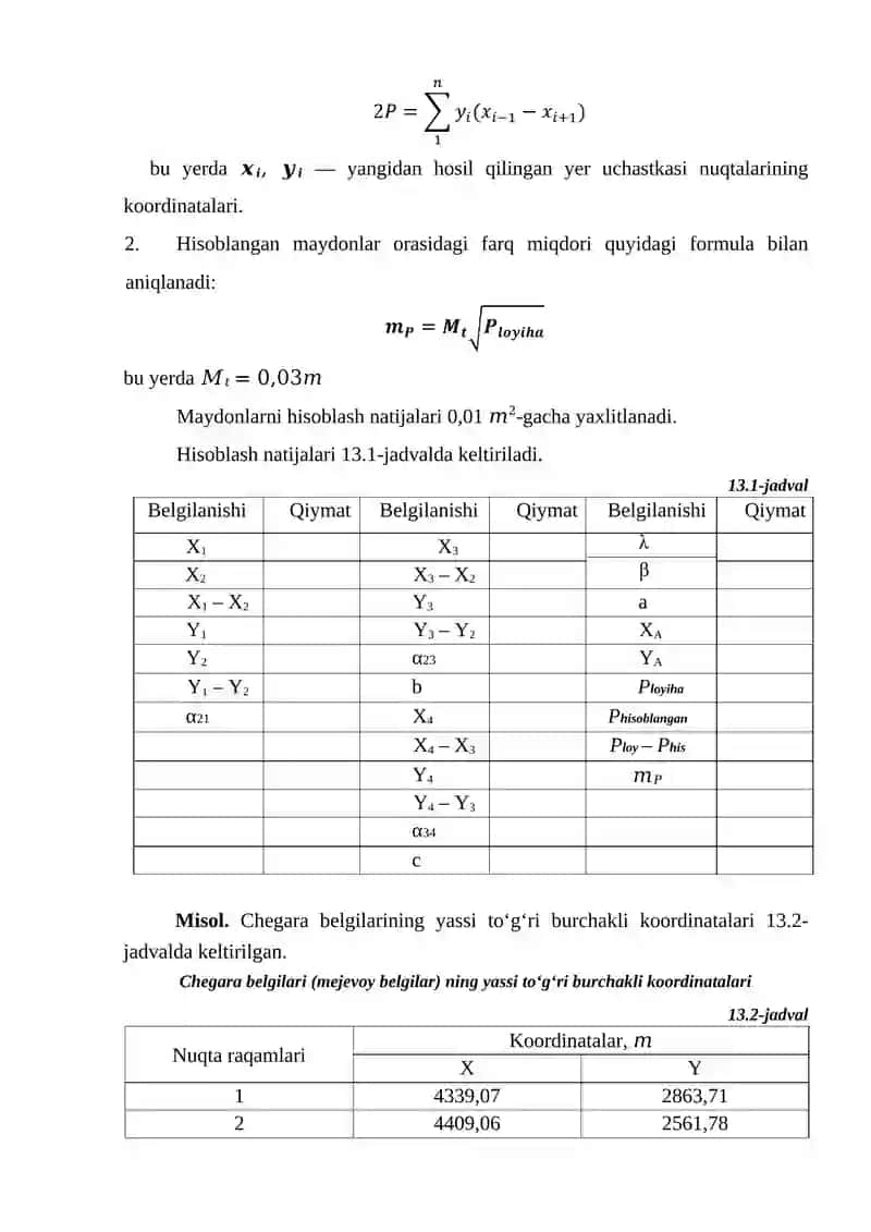 Yer maydonlarini to`rtburchak usuli bilan loyihalash 3