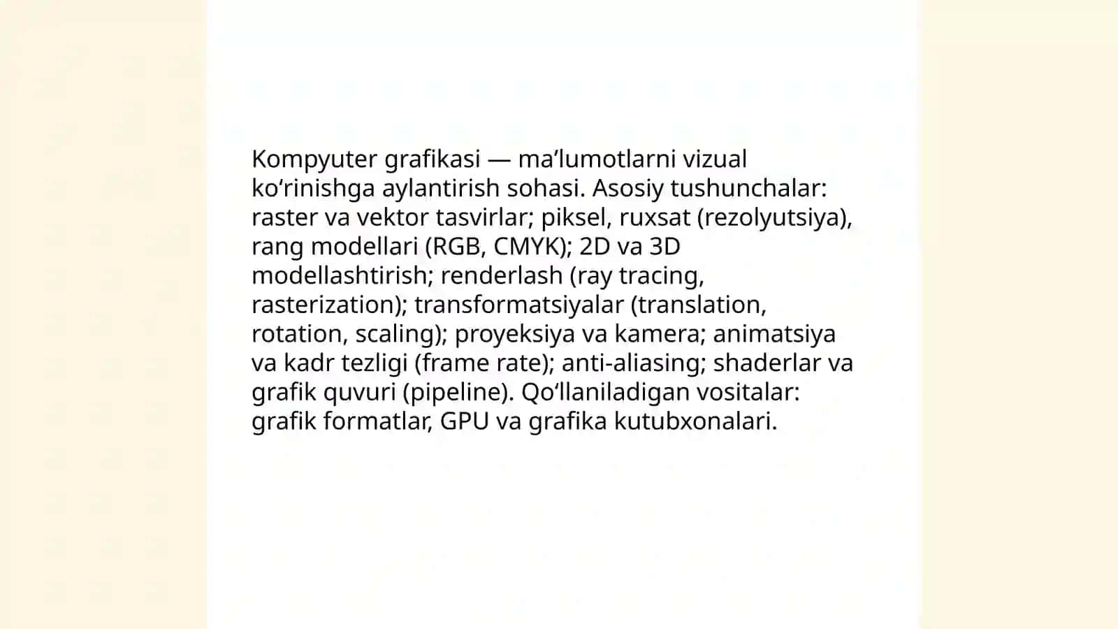 Kompyuter grafikasi tushunchasi va turlari 3