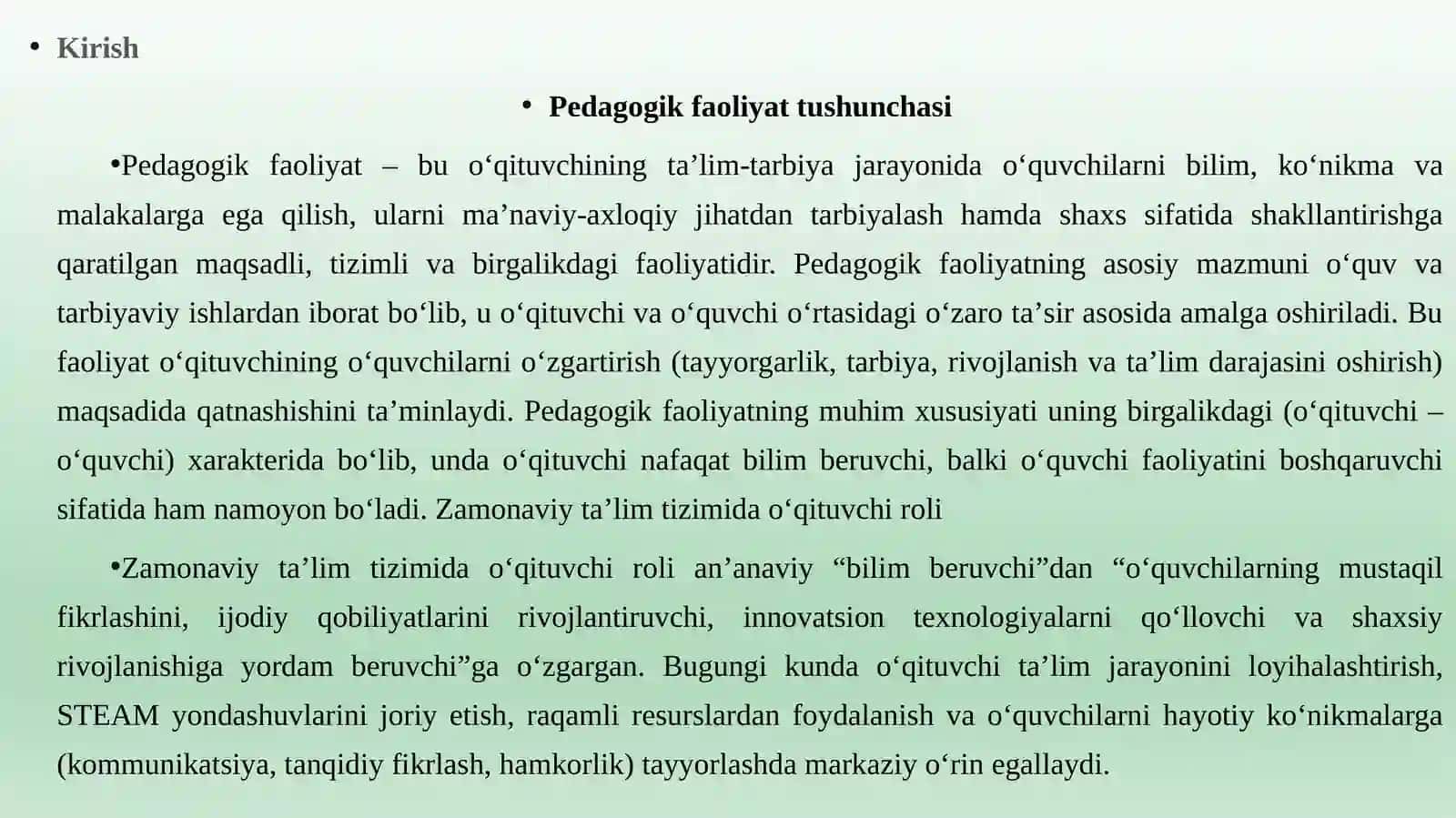 Pedagogik faoliyatning tuzilishi va turlari 3