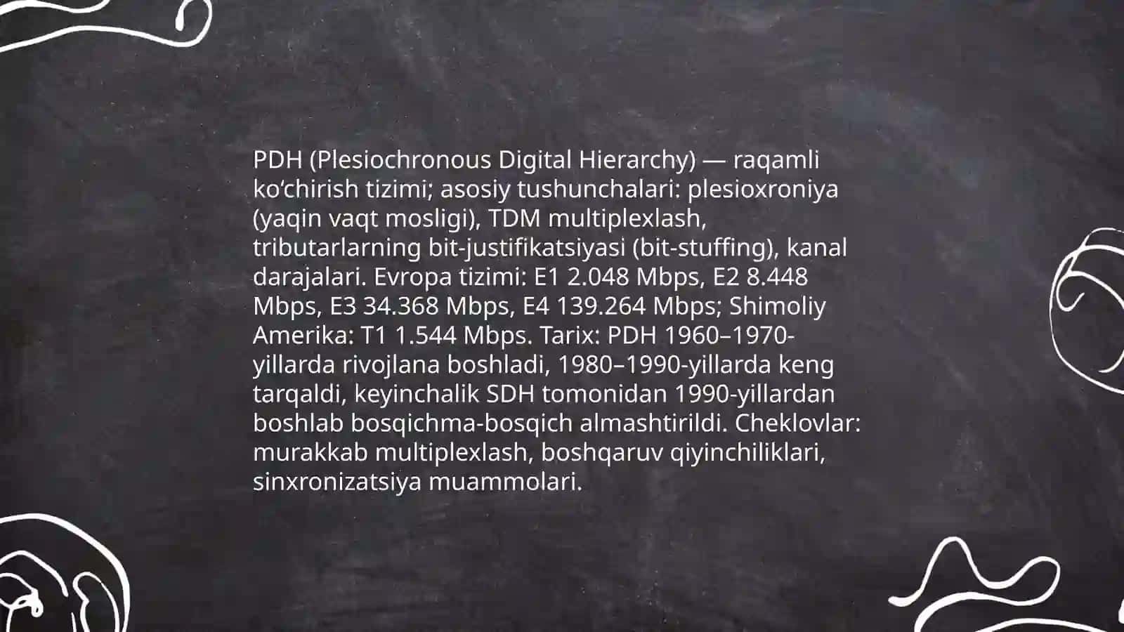 Transport tarmogʻining PDH SDH texnologiyalari 3