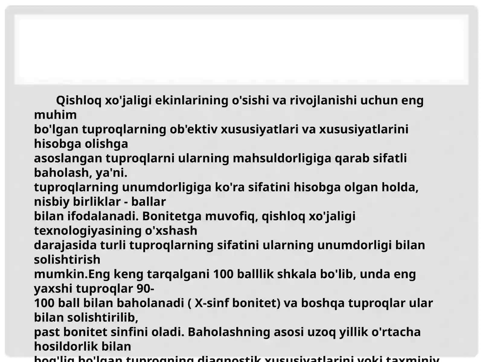 Tuproqning sifat bahosi 3