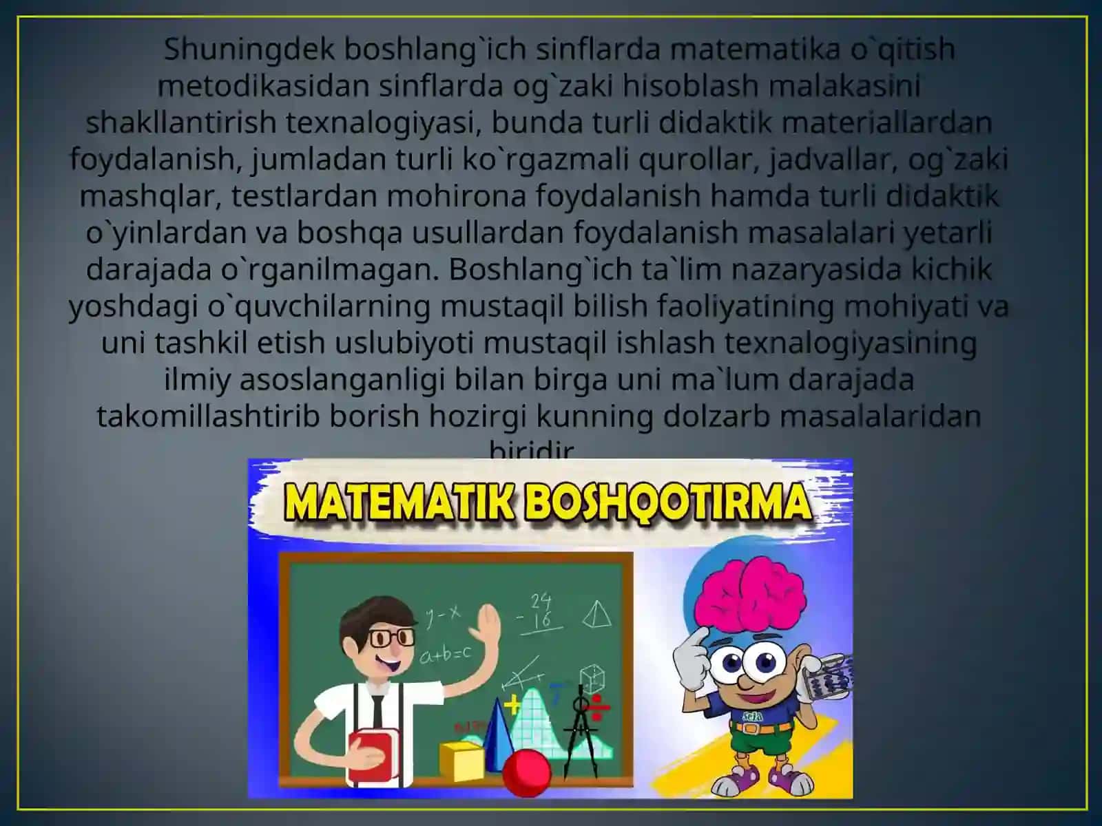 Og`zaki hisoblash malakasini shakllantirish 3