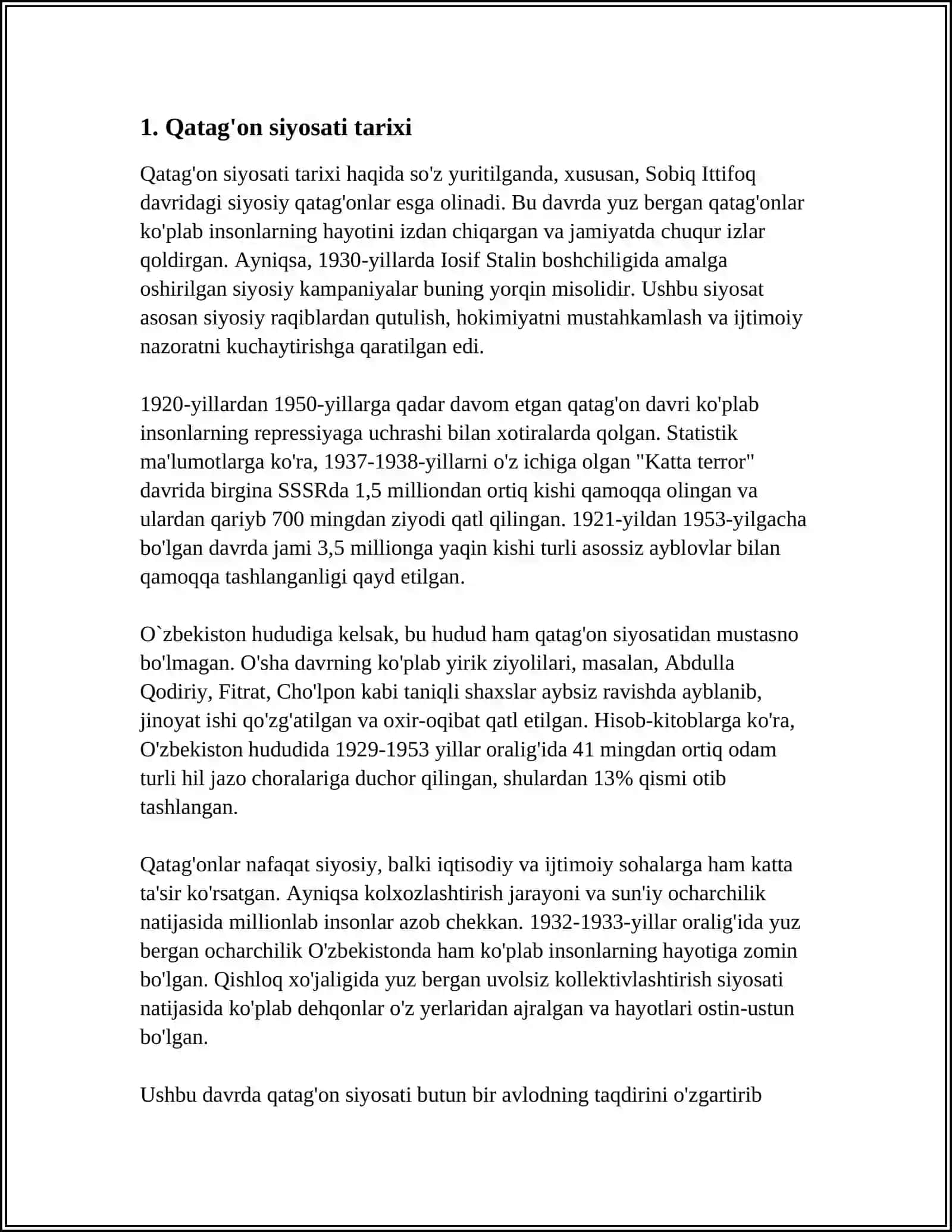 QATAĢON SIYOSATI VA PAXTA ISHI 3