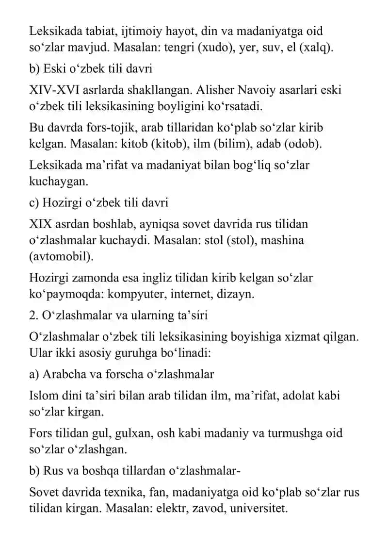 hozirgi o'zbek leksikasining tarixiy taraqqiyoti 3