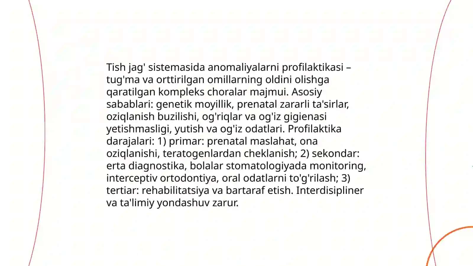 Tish jag'-systematic anomalies va deformatsiyasi profilaktikasi 3