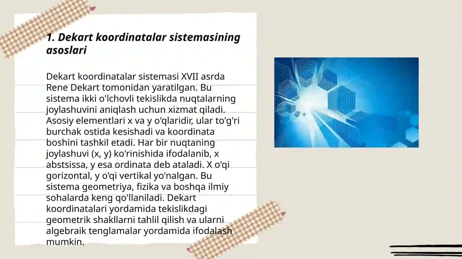 Dekart koordinatalar sistemasining asoslari 3