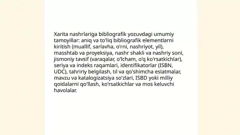 Xarita nashrlariga bibliografik yozuv tuzish 3