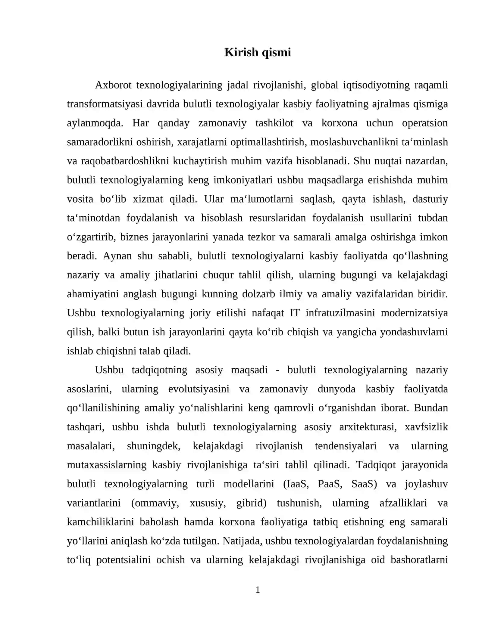 Bulutli texnologiyalarni kasbiy faoliyatda qo’llash mavzusidagi 3