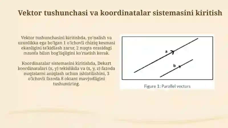 Tekislikda va fazoda vektorlarni o’qitish metodikasi 3