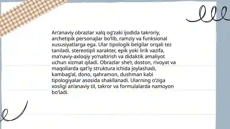 Xalq og’zaki ijodidagi an’anaviy obrazlar 3