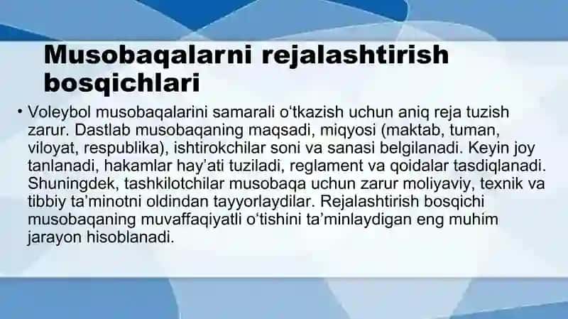Voleybol musobaqalarini tashkil etish 3