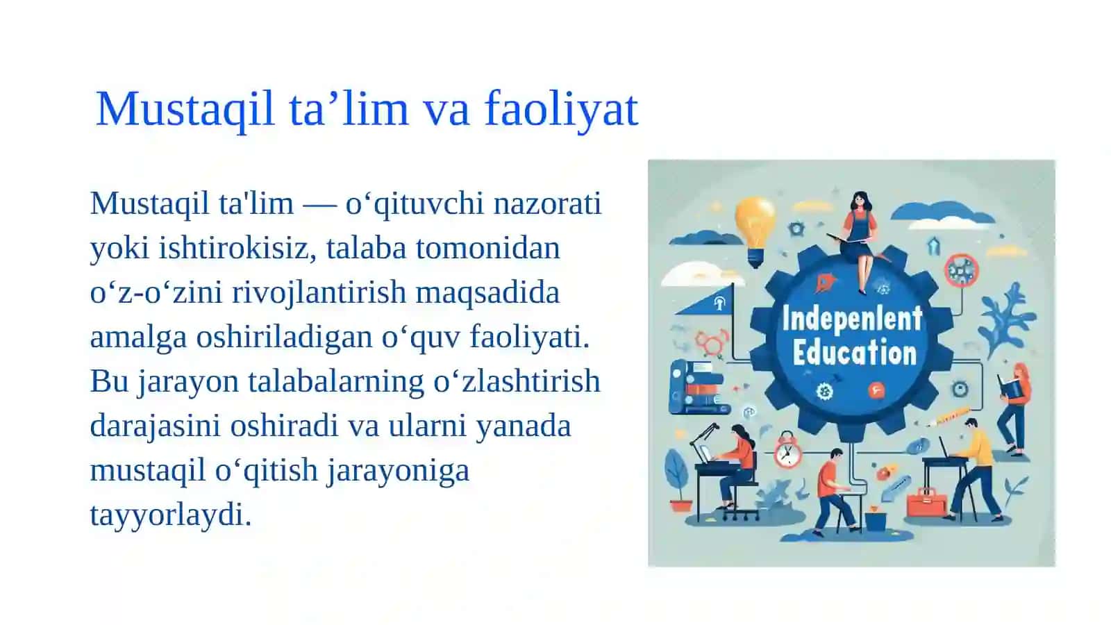 Talabalar mustaqil oʻquv faoliyatini va 3